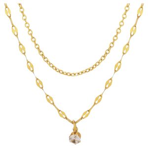 2 in 1, 18K Gold plating Stainless Steel Necklace